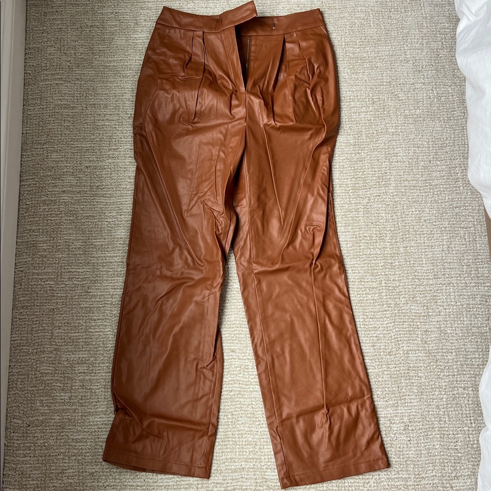 Brown Faux Leather Pants